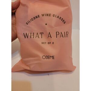 ODEME What A Pair Set Of 2 Silicone Wine Glasses Pink NEW